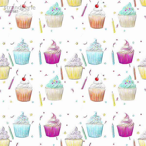 Cupcake und Geburtstagskerze Muster