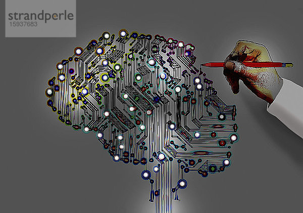 Handzeichnung Leiterplatte Gehirn