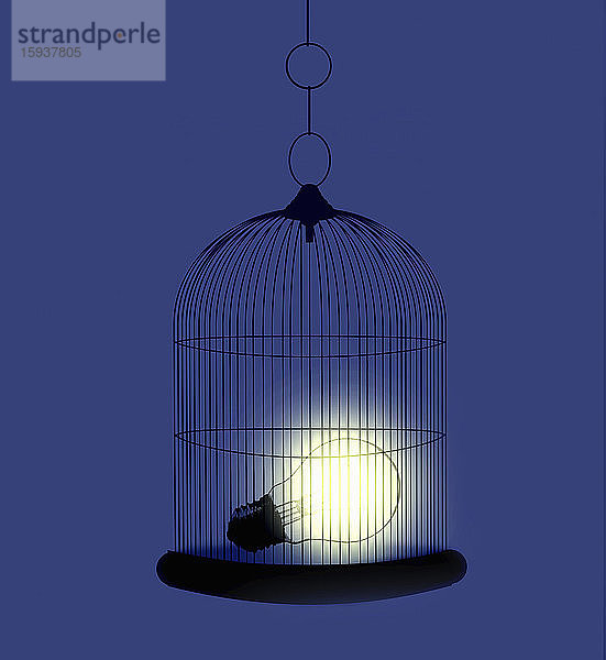 Glühbirne im Inneren des Vogelkäfigs