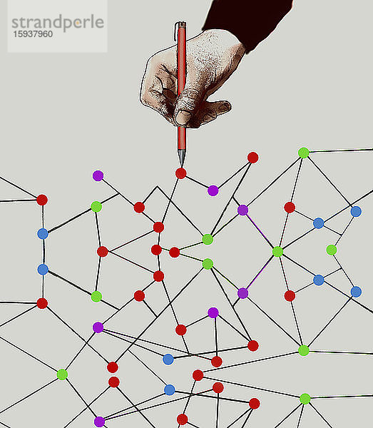 Handzeichnung eines Netzes von Linien  die Punkte verbinden