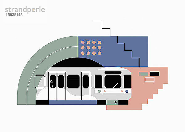 U-Bahn-Zug in abstraktem Muster