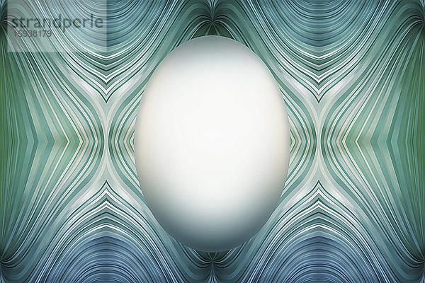 Weißes Oval mit symmetrischem abstraktem Hintergrundmuster