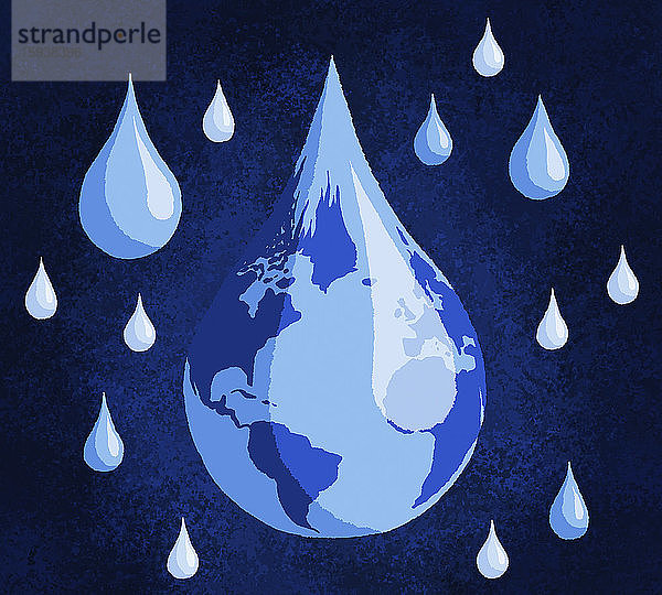 Planet Erde in Form eines Wassertropfens
