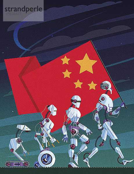 Entwicklung von Robotern mit chinesischer Flagge