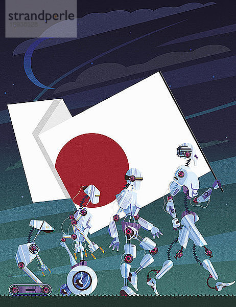 Entwicklung von Robotern mit japanischer Flagge