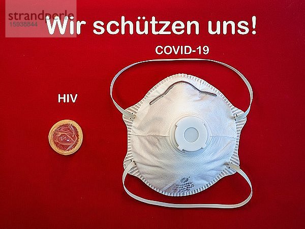 Maske als Schutz vor Corona  Covid-19  und Kondom als Schutz vor Aids  Österreich  Europa