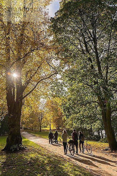 Fußgänger im Schrevenpark im Herbst  Kiel  Schleswig-Holstein  Deutschland  Europa