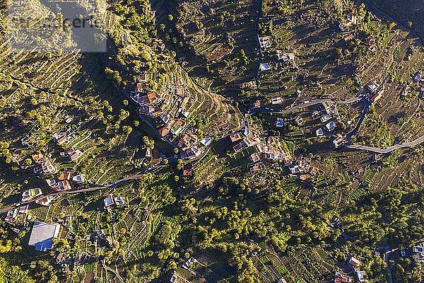 Ort Lomo del Balo im Valle Gran Rey von oben  Luftbild  La Gomera  Kanaren  Spanien  Europa