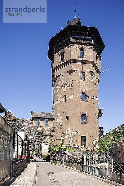 Stadtturm  historische Stadtmauer  Oberwesel  Unesco Weltkulturerbe Oberes Mittelrheintal  Rheinland-Pfalz  Deutschland  Europa