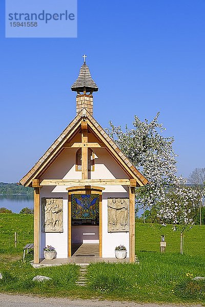 Schutzengelkapelle  Kapelle in Luigenkam am Starnberger See  bei Münsing  Fünfseenland  Alpenvorland  Oberbayern  Bayern  Deutschland  Europa