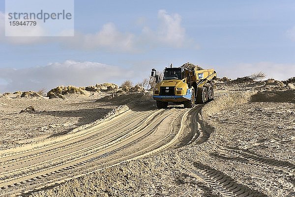 Küstenschutz  Laster transportiert Sand  Dünen  Borkum  Ostfriesland  Niedersachsen  Deutschland  Europa