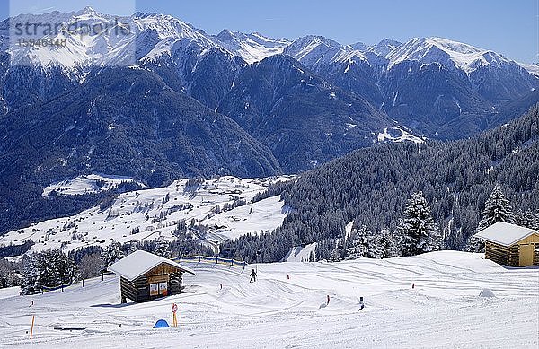 Langwieseabfahrt  Skigebiet Serfaus Fiss Ladis  Tirol  Österreich  Europa