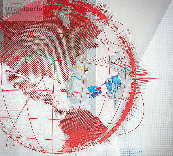 Forscher  die hinter dem Globus des Pandemieausbruchs arbeiten