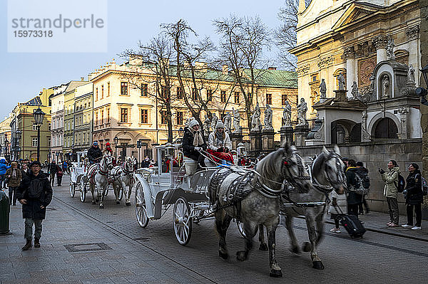 Pferdekutsche  Krakau  Polen  Europa