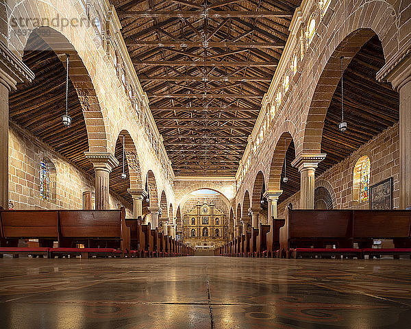 Inneres der Kathedrale von Barichara  Barichara  Santander  Kolumbien  Südamerika