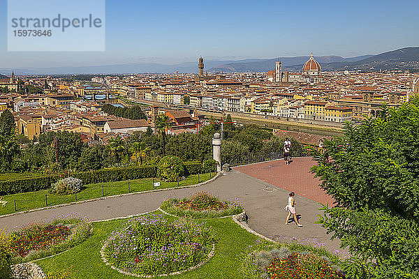 Ansicht von Florenz vom Piazzale Michelangelo Hill aus gesehen  Florenz  Toskana  Italien  Europa