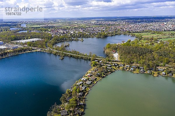 Luftaufnahmen  Kahler Seenplatte mit Ferienwohnungen und Campingplätzen  Alzenau  Hessen  Deutschland  Europa