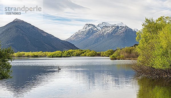 Glenorchy Lagune mit Bergen  Glenorchy  bei Queenstown  Südinsel  Neuseeland  Ozeanien