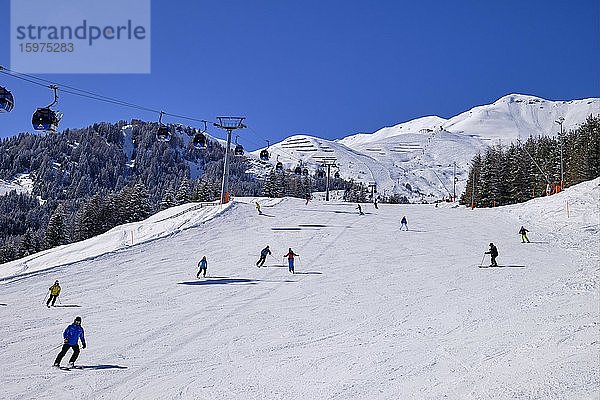 Skipiste Möseralm  Skigebiet Serfaus Fiss Ladis  Tirol  Österreich  Europa