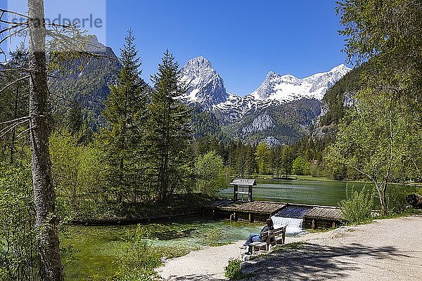 Schiederweiher  vor den Bergen Großer Priel und Spitzmauer  Totes Gebirge  Hinterstoder Region Pyhrn-Priel  Pyhrn-Eisenwurzen  Totes  Traunviertel  Oberösterreich  Österreich  Europa