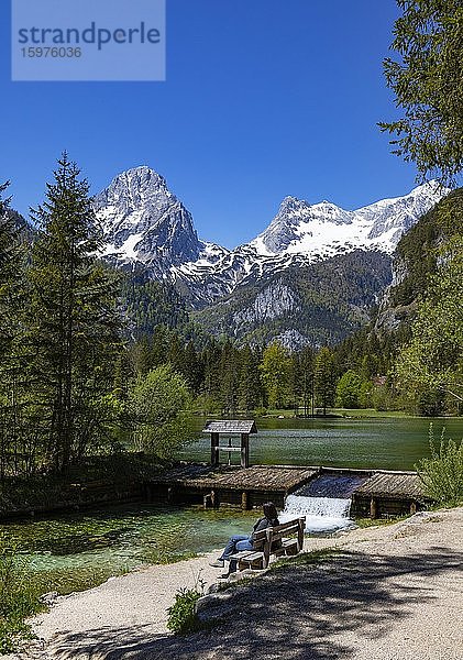 Schiederweiher  vor den Bergen Großer Priel und Spitzmauer  Totes Gebirge  Hinterstoder Region Pyhrn-Priel  Pyhrn-Eisenwurzen  Totes  Traunviertel  Oberösterreich  Österreich  Europa