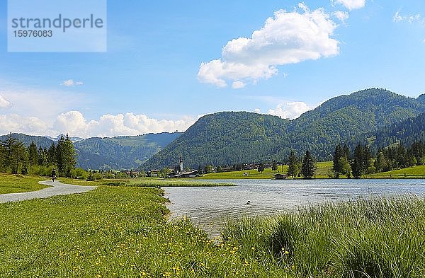 Gebirgssee  Wanderweg um den See  Pillersee  Sankt Ulrich am Pillersee  Pillerseetal  Tirol  Österreich  Europa