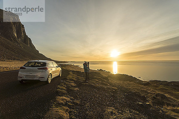 Island  Stokksnes  Klifatindur Vestrahorn Landschaft am frühen Morgen