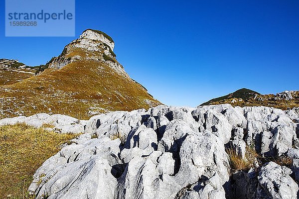 Karstlandschaft mit Atterkogel  Loser Plateau  Totes Gebirge  Altaussee  Aussseland  Salzkammergut  Steiermarkt  Österreich  Europa