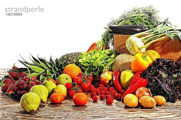 Obst und Gemüse  Foodfotografie  Studioaufnahme  weißer Hintergrund  Deutschland  Europa