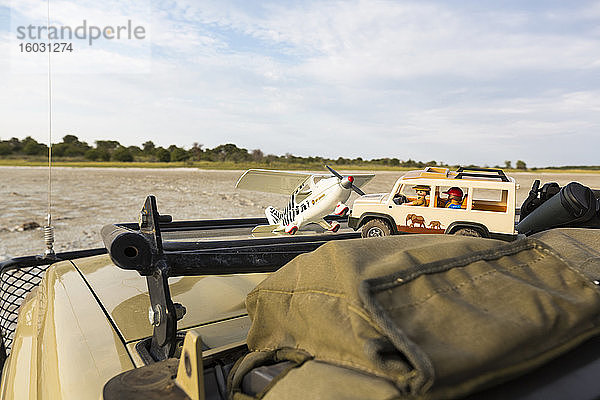 Spielzeug auf Safari-Fahrzeug  Botswana