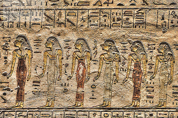 Reliefs  Grabmal von Ramses V. und VI.  KV9  Tal der Könige  UNESCO-Weltkulturerbe  Luxor  Theben  Ägypten  Nordafrika  Afrika