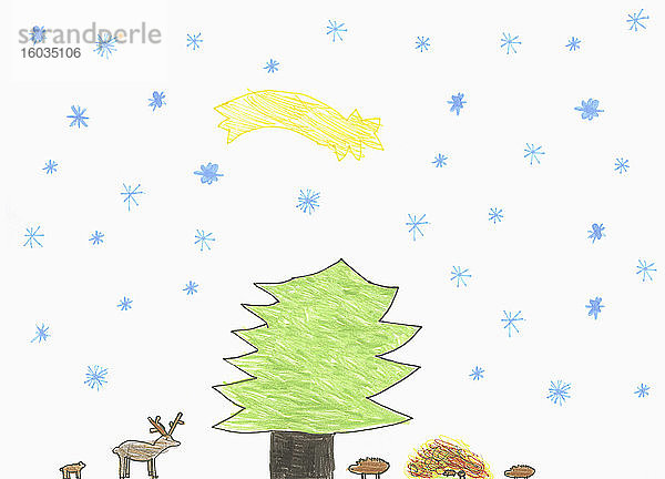 Kinder zeichnen Schiessbeginn über Baum- und Waldtiere