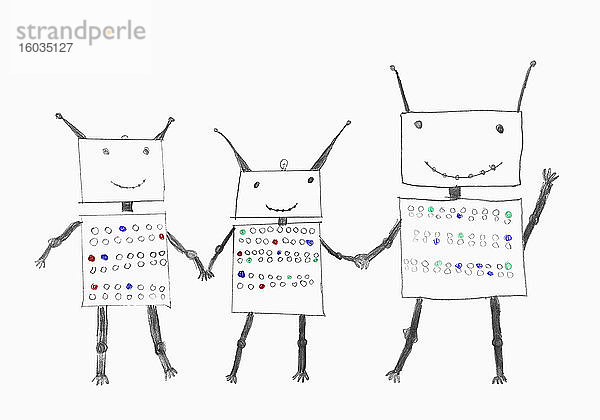 Illustration glückliche  freundliche Roboter