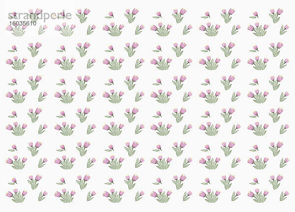 Winziges violettes Blumenmuster auf weißem Hintergrund