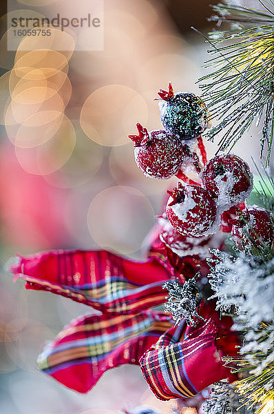 Nahaufnahme-Details von Weihnachtsschmuck; Britisch-Kolumbien  Kanada