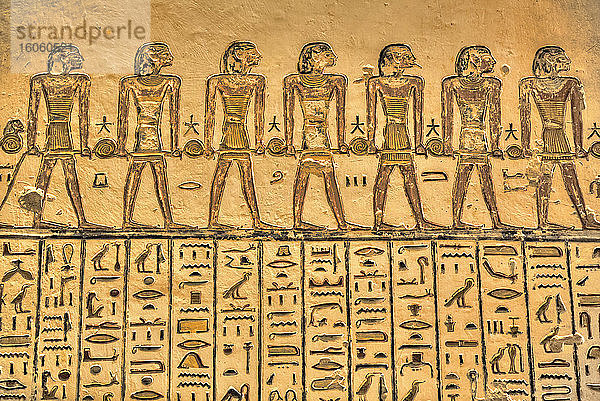 Reliefs  Hieroglyphen  Grab des Ramses V & VI  KV9  Tal der Könige  UNESCO-Weltkulturerbe; Luxor  Ägypten