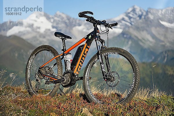 EMTB in herbstlich verfärbter Berglandschaft der Stubaier Alpen  Freizeitarena Bergeralm  Bikepark Tirol  Gries am Brenner  Tirol  Österreich  Europa