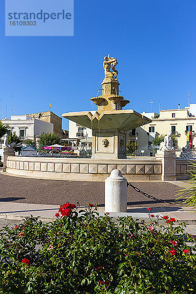 Italien  Apulien  Mola di Bari  Brunnen auf der Piazza XX settembre.