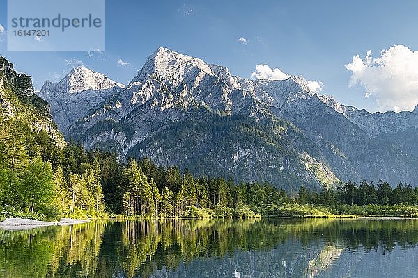 Almsee mit Totem Gebirge  Grünau  Almtal  Salzkammergut  Oberösterreich  Österreich  Europa