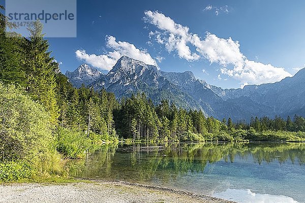 Almsee mit Totem Gebirge  Grünau  Almtal  Salzkammergut  Oberösterreich  Österreich  Europa