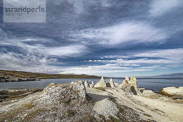 Steinformation Trollholmen am Nordkap  Finnmark  Norwegen  Europa