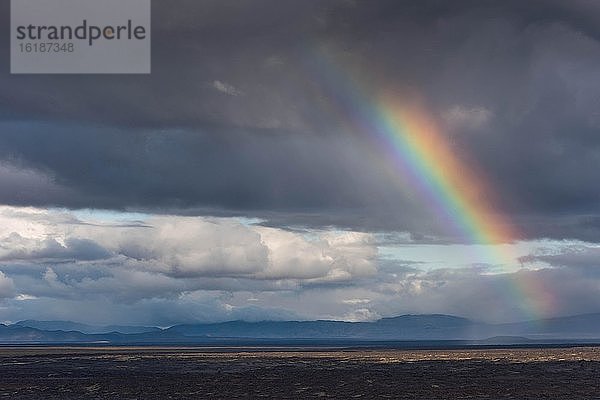 Regenbogen über dem Hochland  Norðurland eystra  Island  Europa