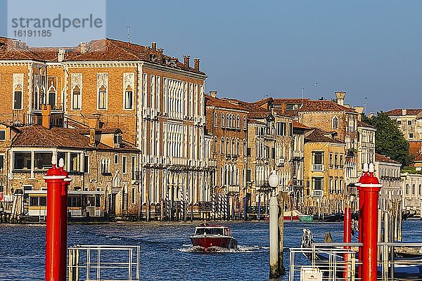 Historische Häuserfassaden am Canale Grande im Morgenlicht  Venedig  Venetien  Italien  Europa