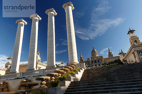 Säulen vor dem Nationalen Kunstmuseum von Katalonien  Nationalpalast  Montjuic-Hügel  Barcelona  Spanien