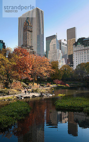 Gapstow Bridge am Teich im Central Park im Herbst  Manhattan  New York City  USA