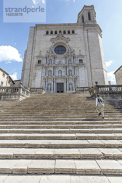 Barocke Fassade der Kathedrale. Altstadt von Girona Stadt