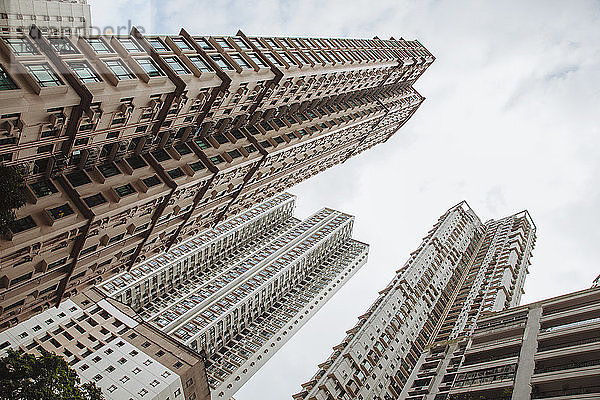 Niedriger Winkel Blick auf Wolkenkratzer Wohnungen Soho Bereich  Hong Kong  China