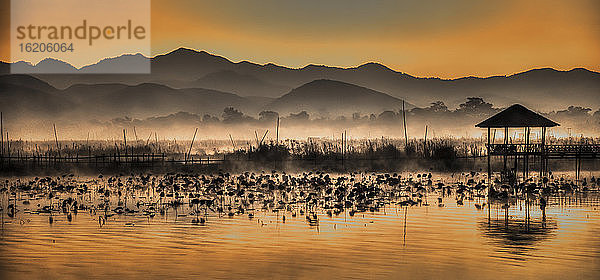 Inle-See in der Abenddämmerung  Shan-Staat  Myanmar