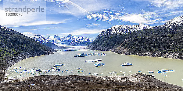 Gletschersee mit kleinen schwimmenden Eisbergen  Nationalpark Laguna San Rafael  Region Aysen  Patagonien  Chile  Südamerika
