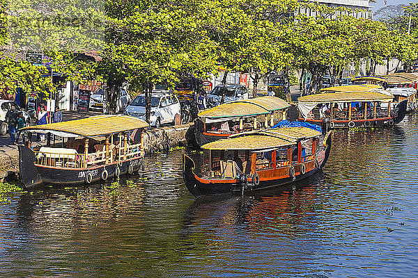 Shikara-Boote  Backwaters  Alappuzha (Alleppey)  Kerala  Indien  Asien